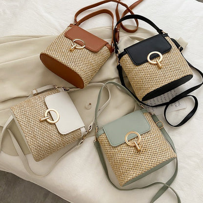 Bolso de hombro tejido informal bohemio