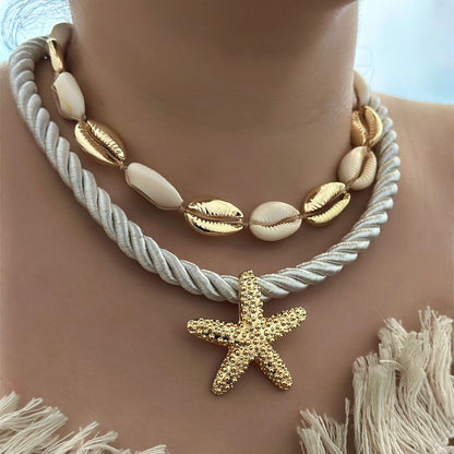 Summer Exaggerated Alloy Starfish Sea Necklace