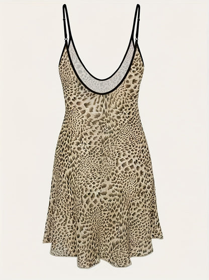 Vestido sexy de leopardo con tirantes finos para mujer