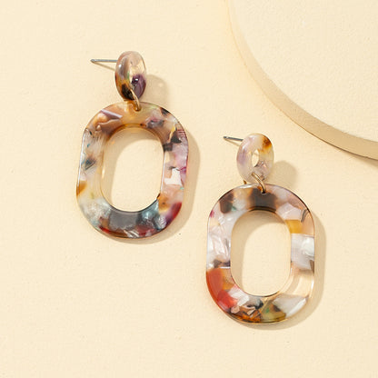 Women Fashion Retro Resin Geometric Multicolor Earrings