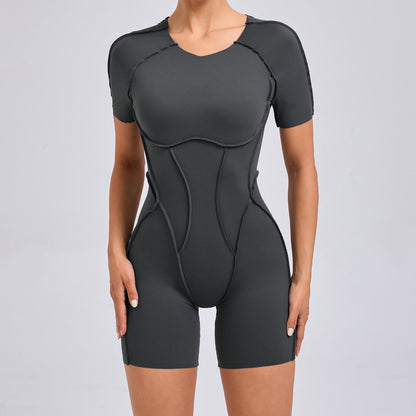 Women Fashion Solid Color Backless Yoga Rompers