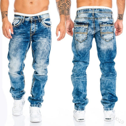 Vaqueros rectos casuales para hombre estilo hip hop