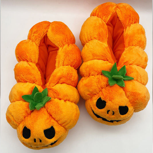 Pantuflas de felpa de calabaza creativas de moda de Halloween