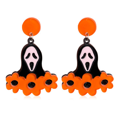 Halloween Women Funny Horror Black Cat Earrings