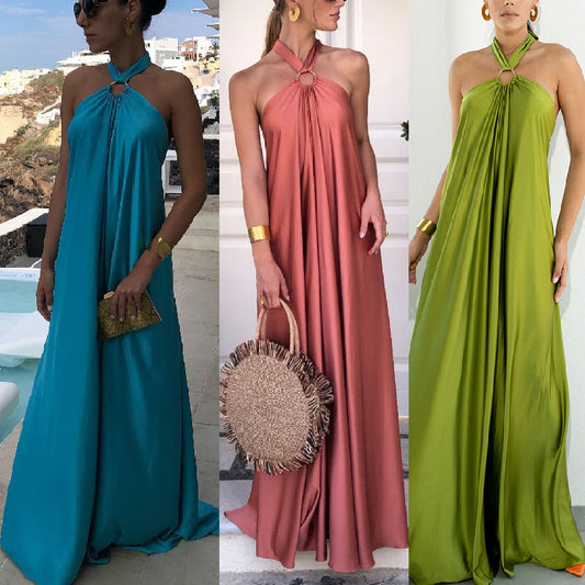 Women Vacation Casual Solid Color Maxi Dress