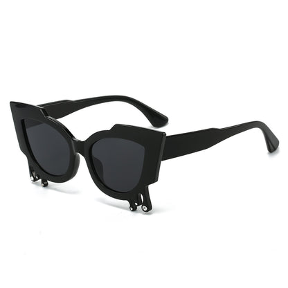 Gafas de sol de Halloween con diseño de ojo de gato y lágrimas de diablo para mujer