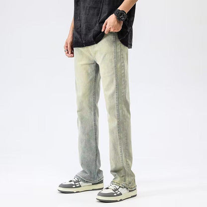 Vaqueros rectos vintage casuales de algodón para hombre