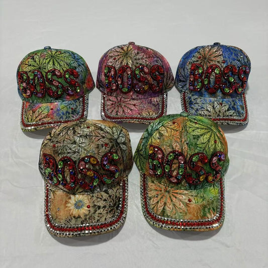Women Fashion Casual Printed Rhinestone Baseball Cap
