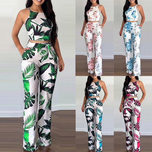 Ensemble caraco et pantalon à imprimé floral d'été