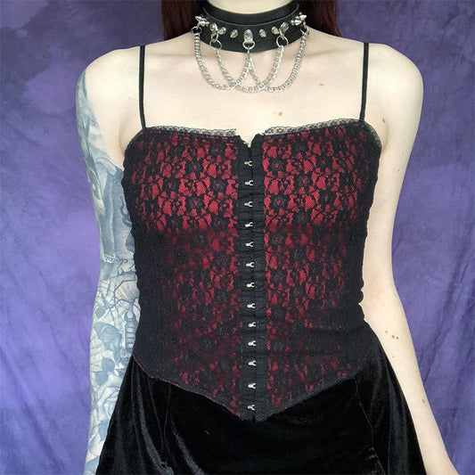 Women Fashion Sexy Gothic Floral Lace Camisole