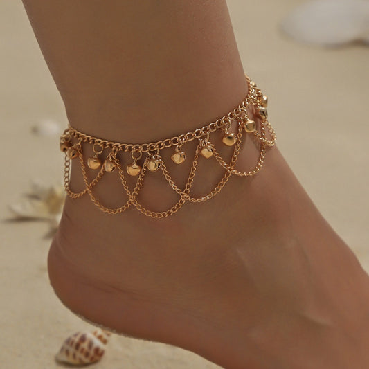 Fashionable Simple Metal Double-Layer Anklet