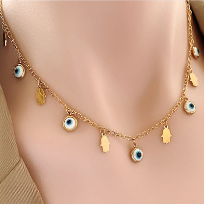 Collar redondo de palma de amor con ojo de diablo para mujer