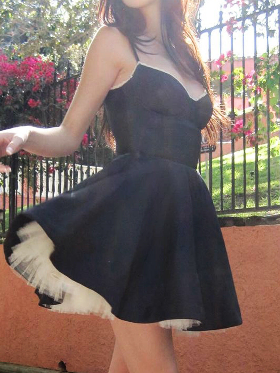 Women Fashion Sling Puff Party Dress