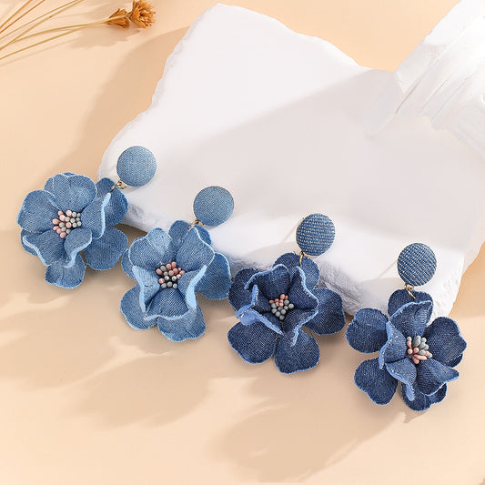 Personalized Fashion Denim Rose Earrings