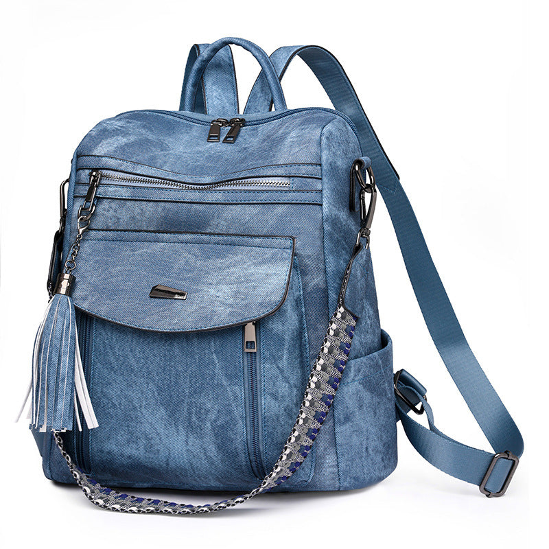Women Casual Fashion Zipper Backpack in PU Material