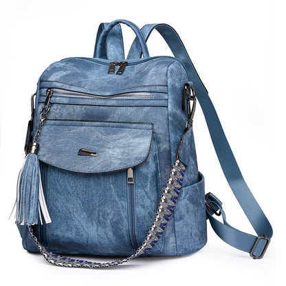 Women Casual Fashion Zipper Backpack in PU Material
