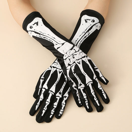 Halloween Print Skull Gloves Prom Party Props