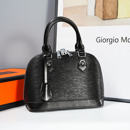 Bolso de mano sencillo de piel de vaca para mujer, estilo urbano