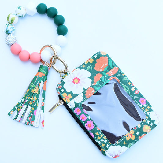 Fashion Printed Leather Silicone Bead Bracelet Wallet