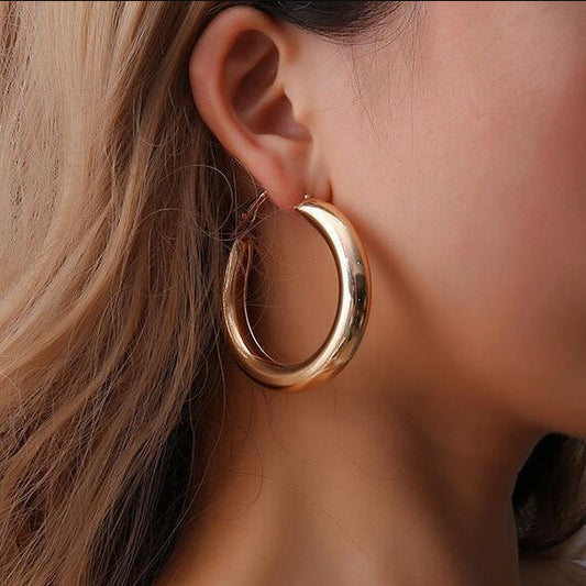 Women Fashion Simple Big Circle Earrings