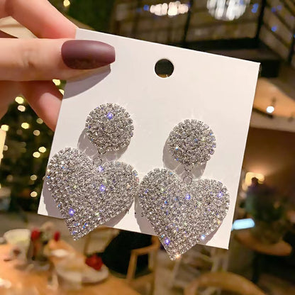 Pendientes personalizados con forma de corazón de diamantes de imitación