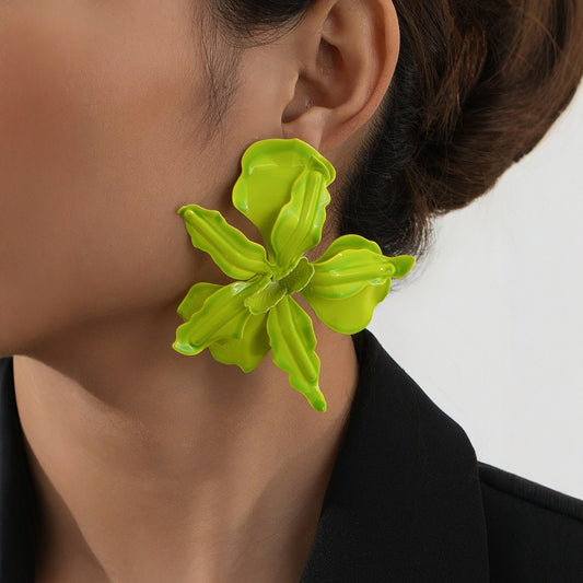 Fashion Exaggerated Floral Earrings Alloy Flower Style Trend