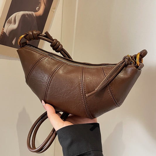 Women Autumn Winter Vintage Cattle Dumpling Bag
