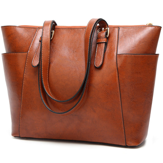 Fashion Women Vintage Oil Wax Leather Tote Bag