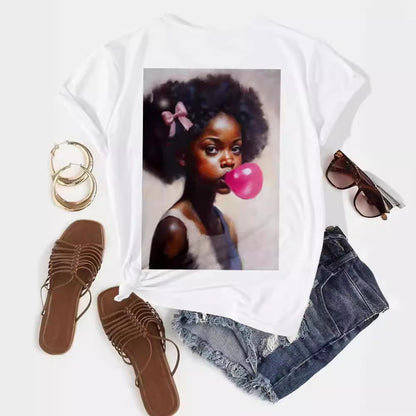 Women Casual Printed Cotton Blend Round Neck T-Shirt