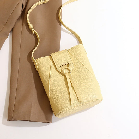 Women Soft Leather Solid Color Crossbody Phone Bag