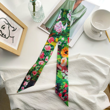 Bufanda con asa para bolso con lazo y estampado floral de moda