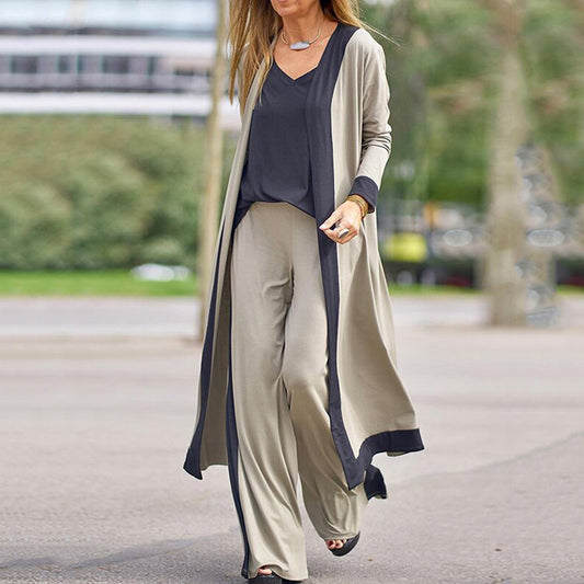 Women Fashion Casual Contrast Color Tank Top Set