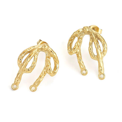 Women Fashion 18k Gold Bowknot Earrings