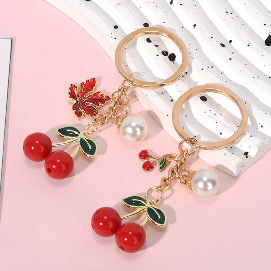 Fashion Red Cherry Fruit Key Chain
