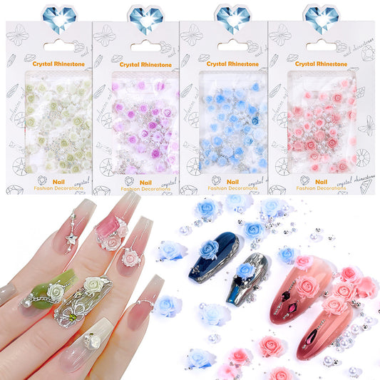 Women Fashion Creative Three-Dimensional Floral Resin Rose Nail Decoration