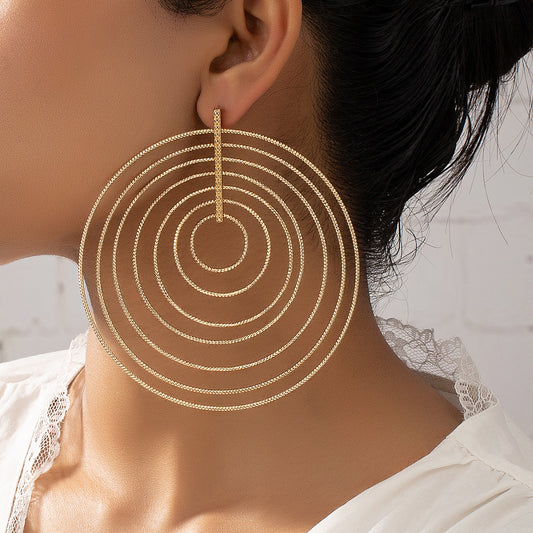 Multi-Layered Alloy Earrings Geometric Mori Style Jewelry