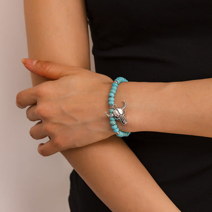 Bohemian Turquoise Beads Oxhead Beaded Bracelet