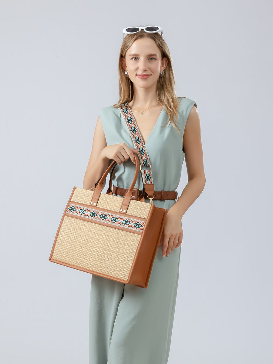 Women Casual Boho Large Capacity Straw Tote Bag