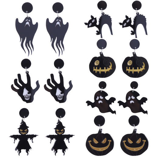 Halloween Women Horror Funny Dark Spider Bat Ghost Witch Acrylic Earrings