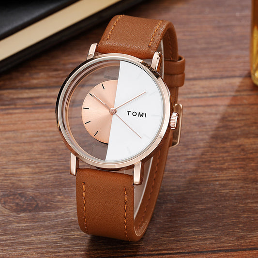 Fashion Casual Creative Half Hollow-Out Quartz Watch