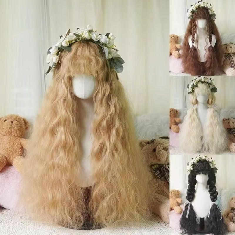 Women Lolita Mori Pastoral Long Curly Wig