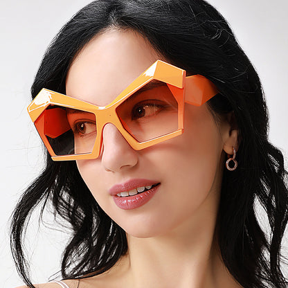 Gafas de sol con diseño de gato, estilo retro, con montura grande y polígono de moda