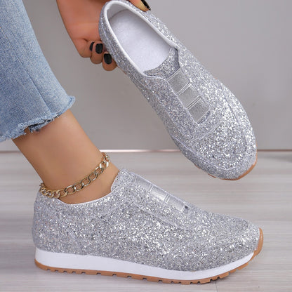 Plus Size Women Fashion Sequined Sneakers