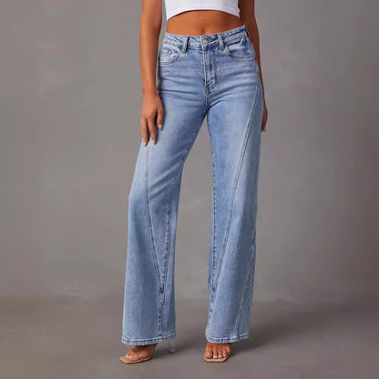 Vaqueros holgados de cintura alta informales a la moda para mujer