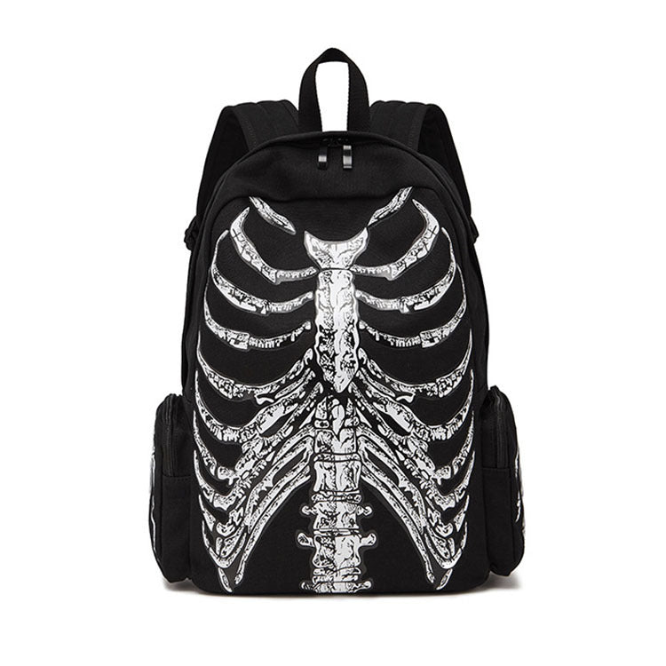 Women Fashion Halloween Print Skull Canvas Backpack