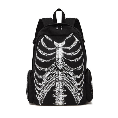Women Fashion Halloween Print Skull Canvas Backpack