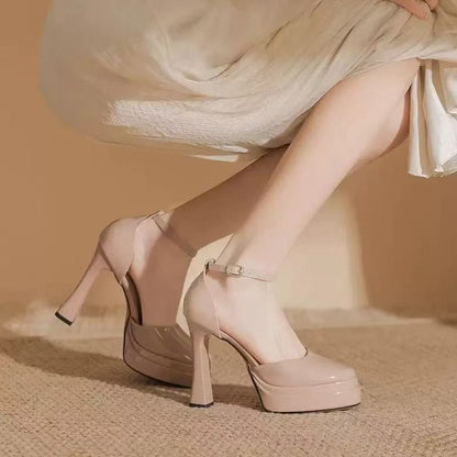Talons hauts élégants à plateforme et imperméables pour femmes, couleur unie