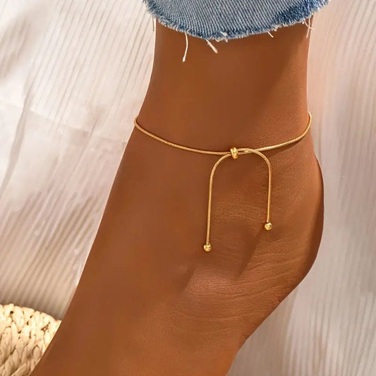 Adjustable Simple Alloy Anklet - Gold