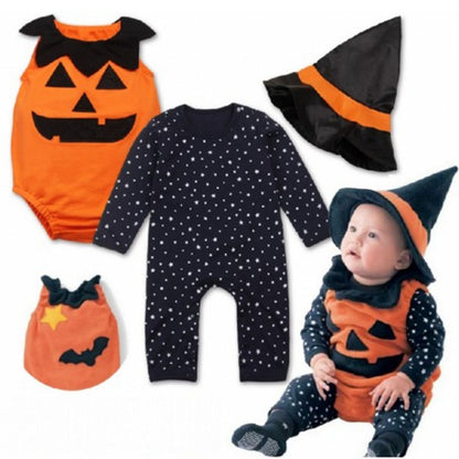 Kids Baby Romper With Pumpkin Bat Pattern Cotton