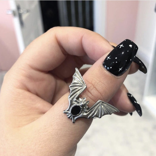Anillo de murciélago de terror vintage para mujer de Halloween